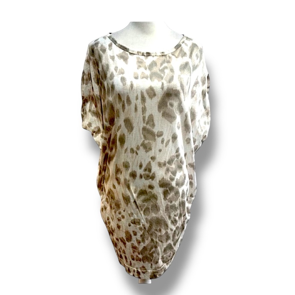 STELLA MCCARTNEY Taupe & cream Cheetah Print Tunic Top with Boat Neckline NWT M - Picture 3 of 13